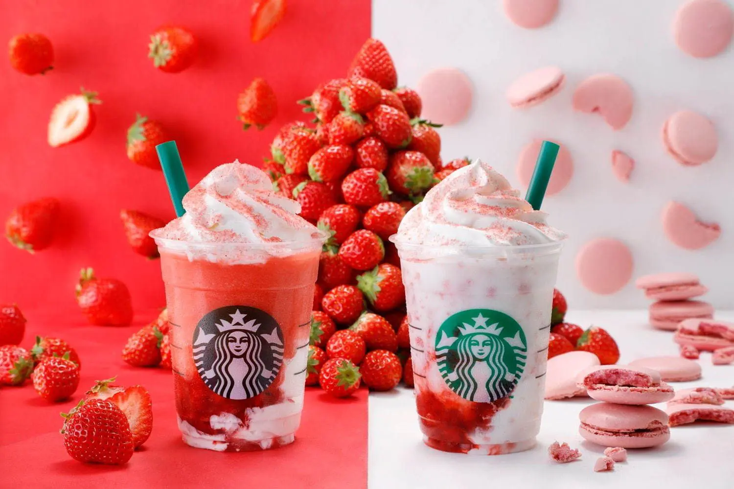 紅白蹦出酸甜好滋味！星巴克草莓多多星冰樂上市