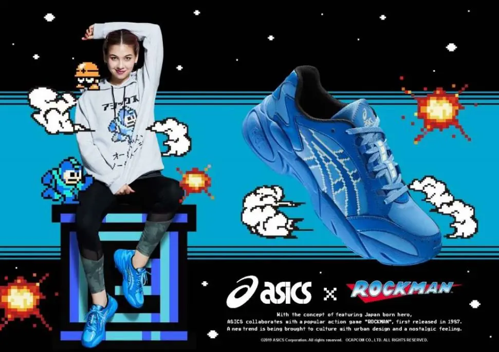 จัดการเหล่าหุ่นยนต์ตัวร้ายด้วยรองเท้า ASICSxROCKMAN ลวดลาย 8 bit