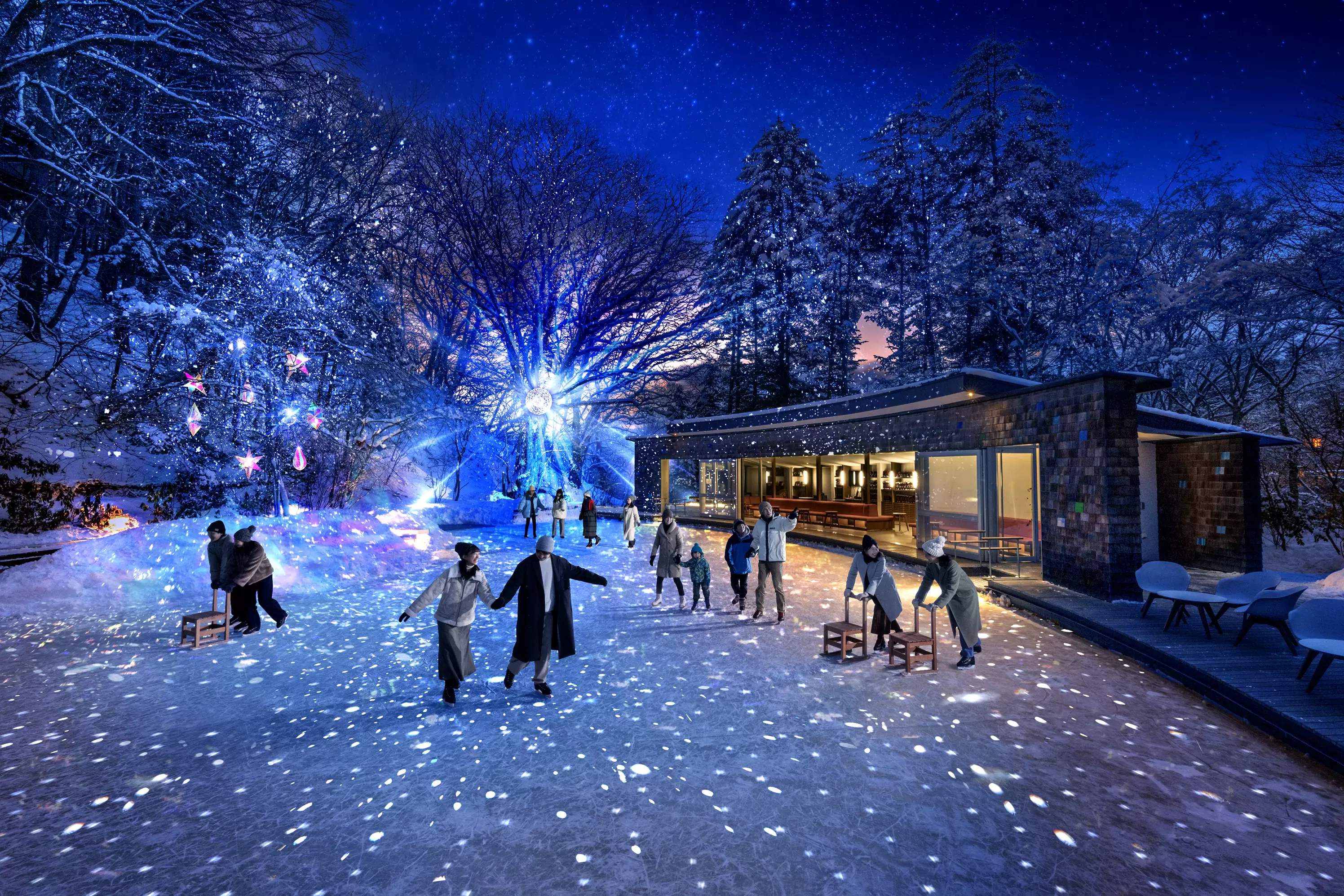 輕井澤冬季必訪活動「星塵冰場＋聖誕燈飾」體驗漫步星空的冰上滑行