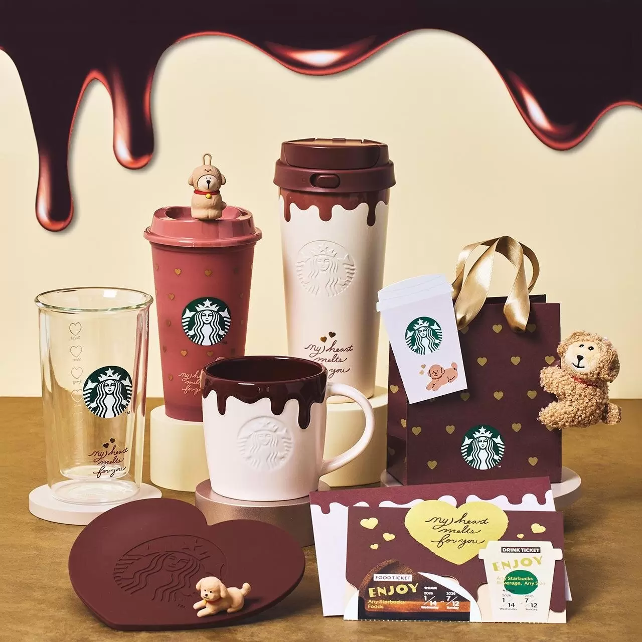 2026日本星巴克情人節新品｜巧克力融化馬克杯與狗貓主題隨行杯開賣