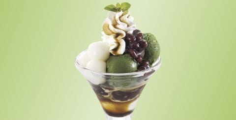 Green tea shiratama parfait