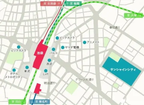 池袋を楽しむための保存ガイド。駅の案内、アニメポット、ショッピング施設など