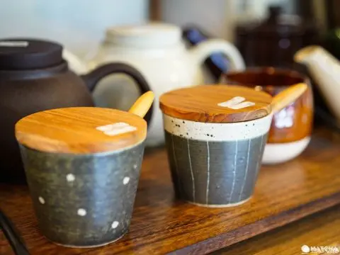 Japanese Made Sugar Jar with Wooden Lid at Coriss Karuizawa