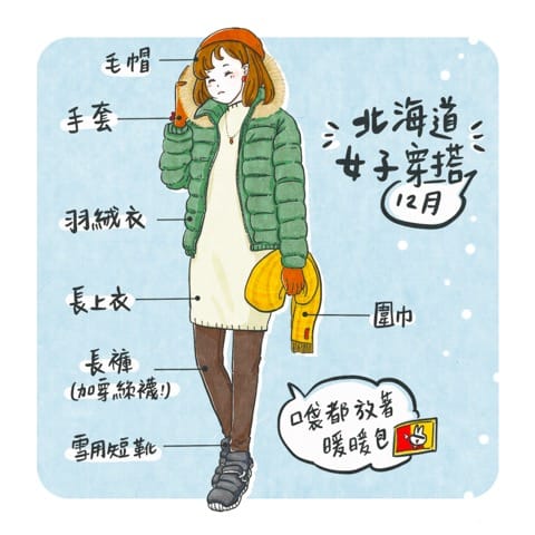 冬季12月北海道女天氣穿搭