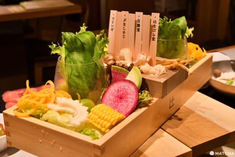 しゃぶしゃぶれたす野菜摆盘