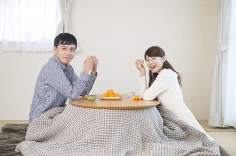 Japanese kotatsu in the winter