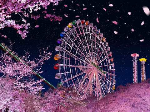 Night Cherry Blossom Jewellumination 2025 at Yomiuriland in Tokyo