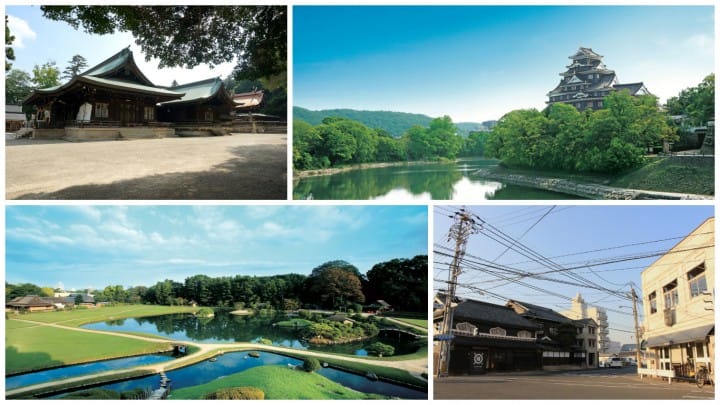 精選五處岡山市觀光景點(岡山後樂園、岡山城、出石町、吉備津彥神社、路面電車)