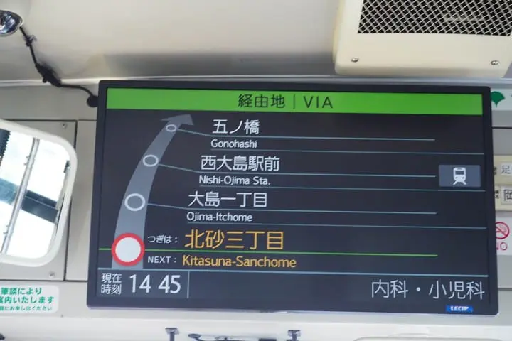 都營一日通票：都營巴士螢幕