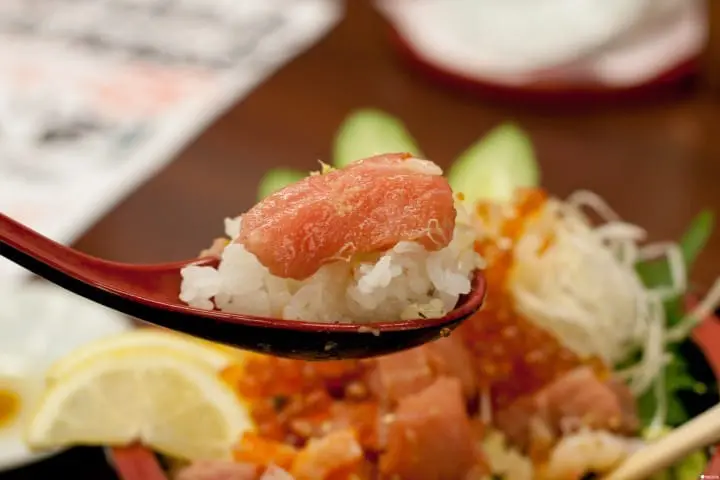 浅草美食 野口鲜鱼店：鲜鱼大渔丼 鲔鱼肚