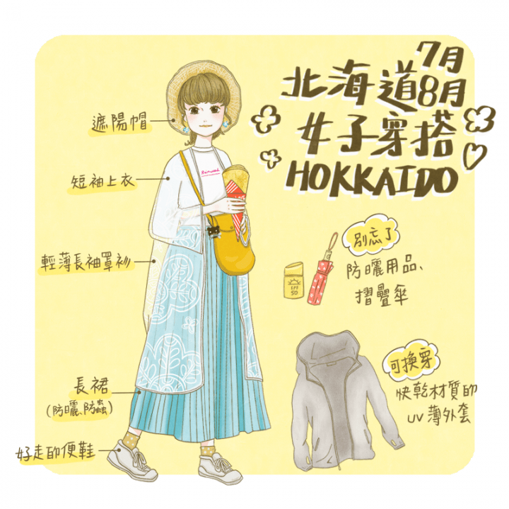 北海道天气服装穿搭(夏-女)