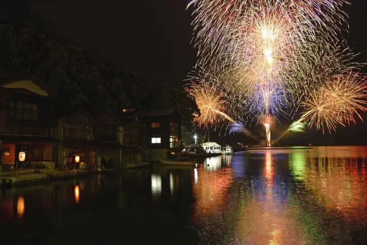 海上花火_伊根町花火大会