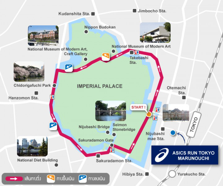 มาตัวเปล่าก็วิ่งรอบพระราชวังอิมพีเรียลได้ที่ ASICS RUN TOKYO MARUNOUCHI