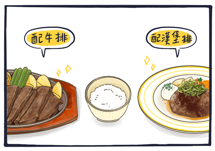 日本食文化：漢堡排 白飯
