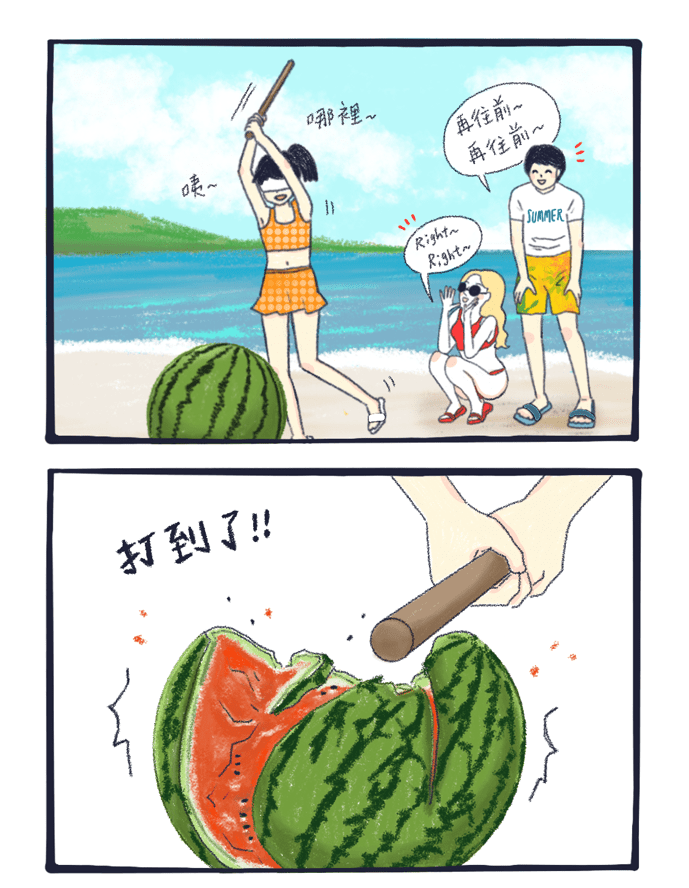 日本人夏天文化 海邊打西瓜
