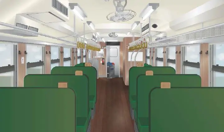 JR西日本岡山 櫻花色觀光列車「SAKU美SAKU楽」車廂