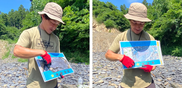 Rarity: ★☆☆☆☆ Stone from 250 million years ago (left) and Rarity: ★★☆☆☆ Fossil of plant (right)    