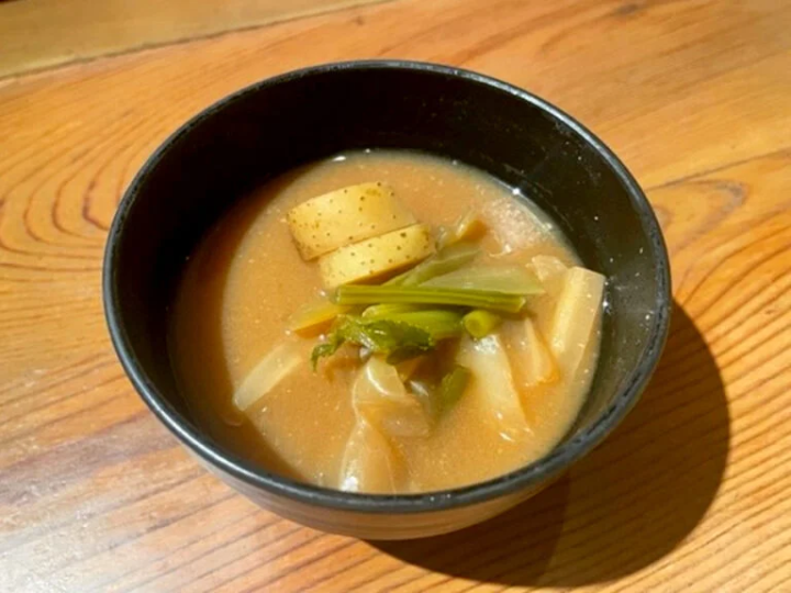 Miso soup with lots of ingredients
