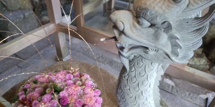 三重県菰野町（こものちょう）廣幡神社の花手水