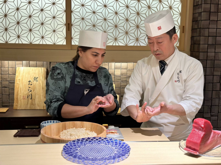 【오사카】 스시 장인 체험을 할 수 있는 고급 스시점