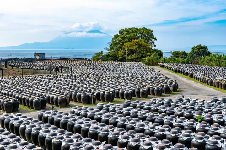 rows of ceramic jars mountain