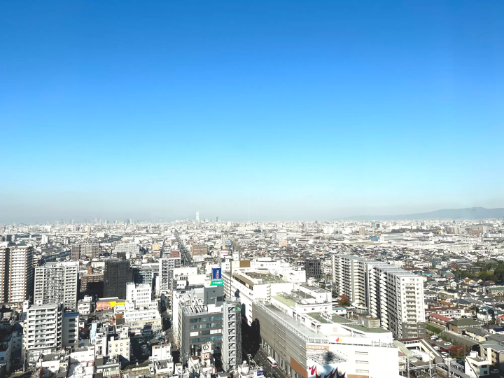 [Eeyan ! From Osaka Shopping Street]从堺市的建筑物顶部看到的埋葬着古代灵魂的古坟
