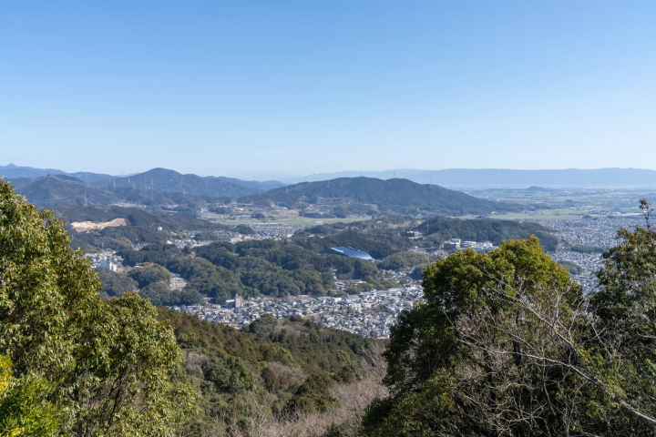 view of Umi Town from top of mountain