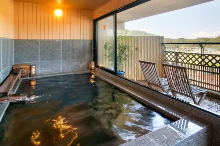 Enjoy natural hot springs with meals while relaxing in your room. [Day trip plan]