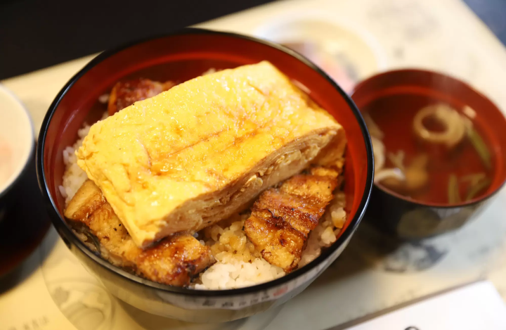 unagi and omelet rice bowl