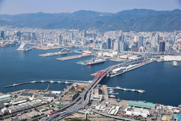 神戸空港上空からの景色
