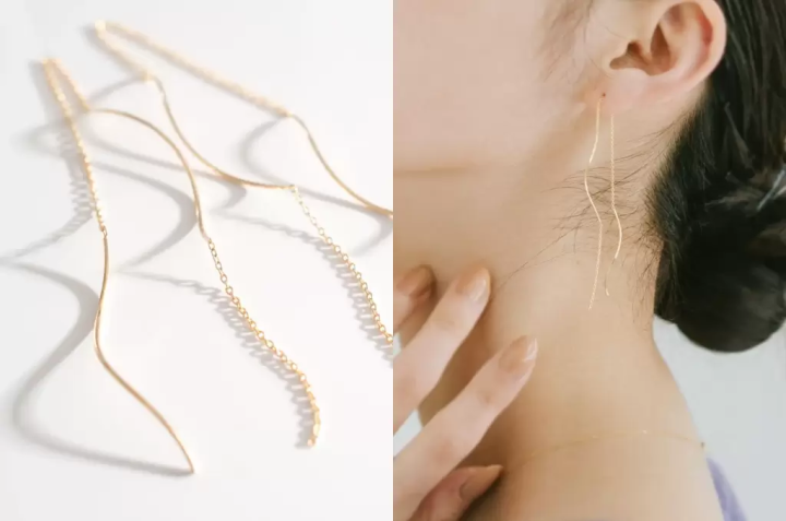 鏈式（チェーン式）的針式耳環