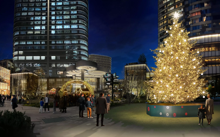東京「麻布台Hills」聖誕樹裝飾