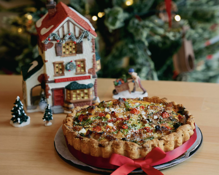 quiche and ceramic house