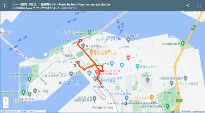 從最近車站到INTEX大阪的路線