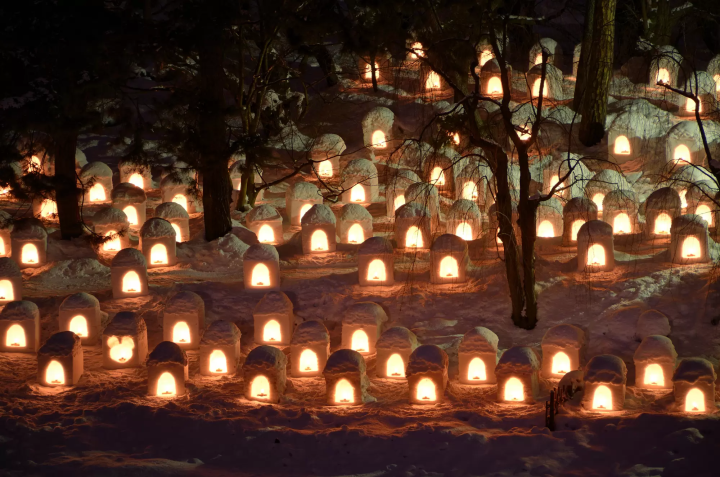 Hirosaki Castle Snow Lantern Festival Lighting Ceremony