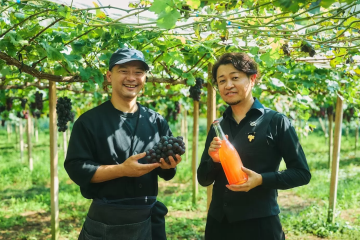 Takehide Otsuka, owner of Otsuka Vineyard, and Tabito Hattori, owner and wine sommelier of ATO 