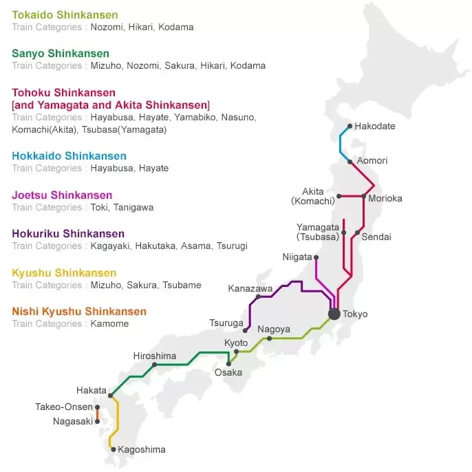 Shinkansen route map 2025