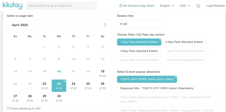 booking the Tokyo City Pass