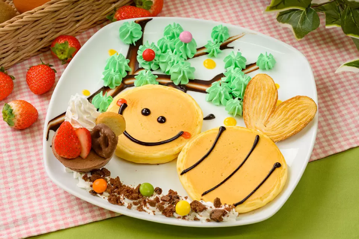 Handmade pancakes in the shape of Bun Bun. 