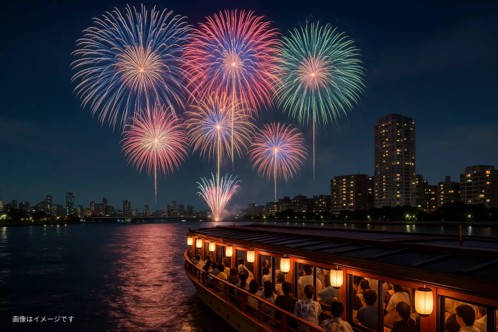 Tokyo Koto Fireworks Festival 2025 | A special water experience on a houseboat
