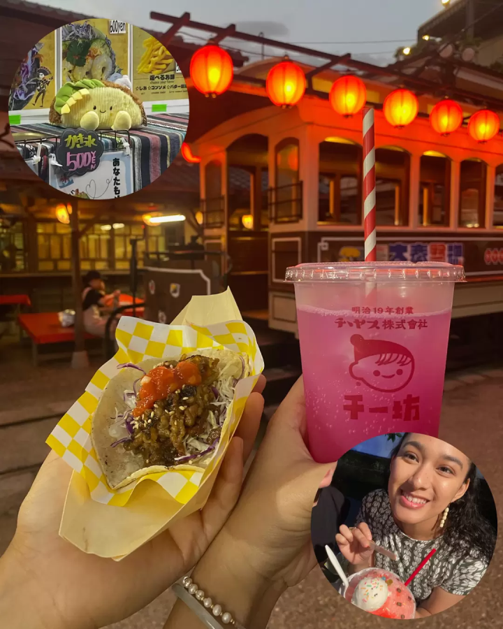 西瓜味巧克力刨冰、色彩缤纷的饮料，还有烤肉玉米饼！点餐的玉米饼小姐姐也超级可爱！ 