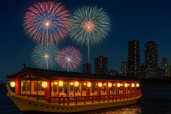 Tokyo Koto Fireworks Festival 2025 | A special water experience on a houseboat