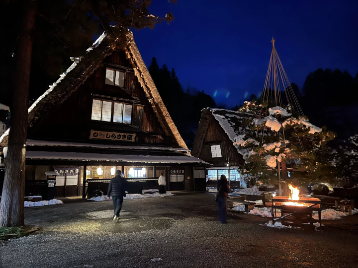 Illuminated Gassho-style houses *Photo provided by Gero-Onsen Gassho-mura 