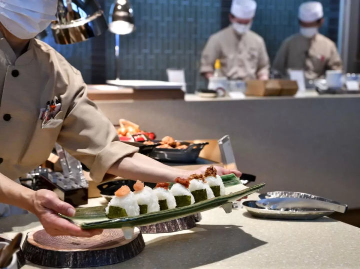 Breakfast is served in buffet style, featuring a mix of Japanese and Western dishes made with local ingredients.