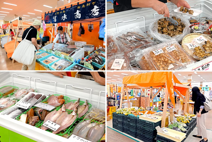 The rows of orange tents and conversations with the stall owners bring back memories of the vibrant Wajima Morning Market of the past. Each tent is lined with dried fish, pickles, vegetables, homemade side dishes, bread, Wajima lacquerware, and more. 