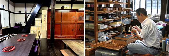 You can observe Wajima lacquerware craftsmen at work up close. 