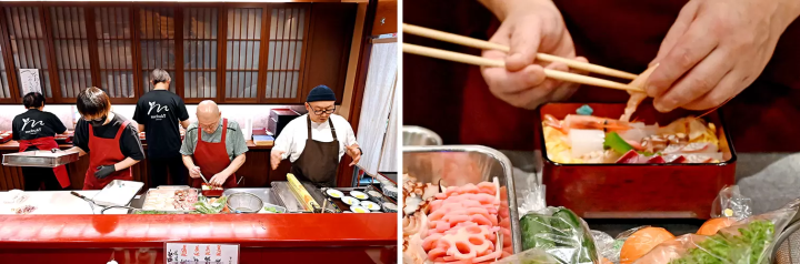 There are counter seats, private rooms, and booth seats where you can have a conversation with the chef while you dine. 