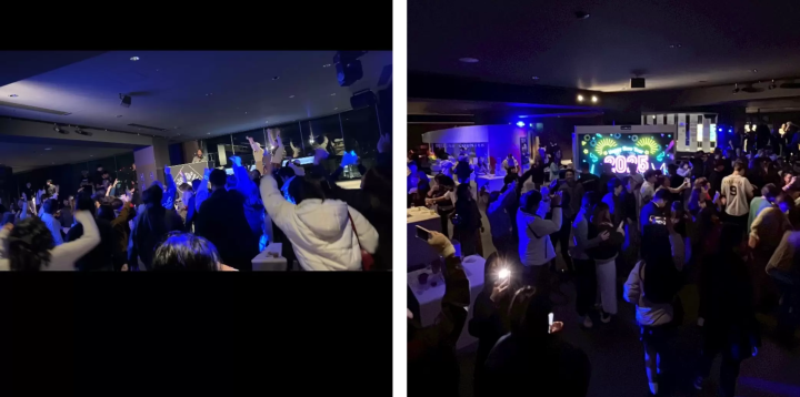 The excitement in the venue reached its peak as the countdown began, and the venue was filled with cheers as the New Year began. 