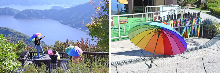 Summit Park is a treasure trove of photo spots! You can borrow a rainbow-colored umbrella for free and take some memorable photos of the Rainbow Line. 