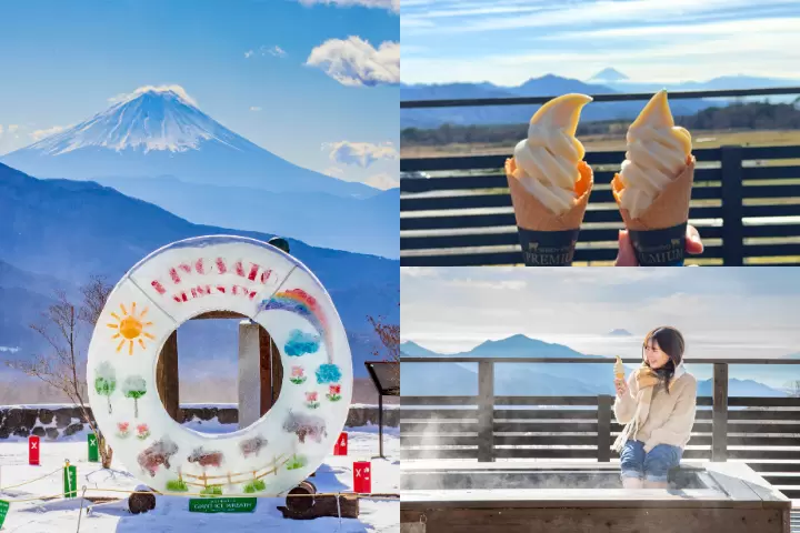 左圖：巨大的！冰花環 x富士山；右圖：聖仙陵軟冰淇淋 x富士山 